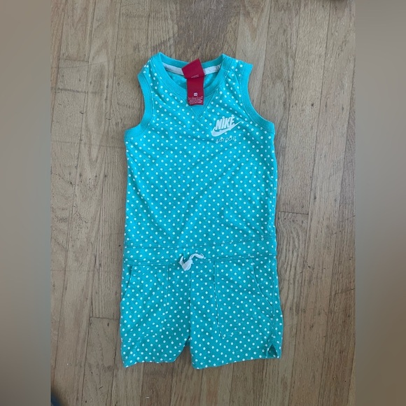 Nike Teal and White Polka Dot Racerback romper jumper - Picture 1 of 6